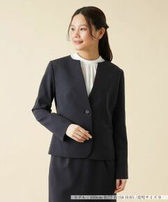 Leilian / レリアン テーラードジャケット | 【キャリアスタイル】ストライプノーカラージャケット