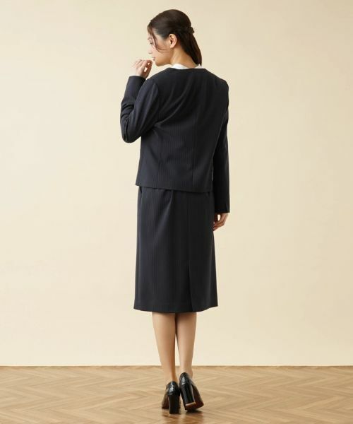 Leilian / レリアン テーラードジャケット | 【キャリアスタイル】ストライプノーカラージャケット | 詳細3