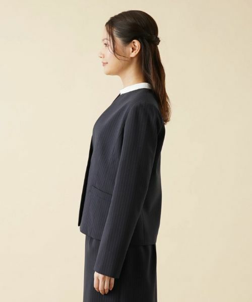 Leilian / レリアン テーラードジャケット | 【キャリアスタイル】ストライプノーカラージャケット | 詳細5