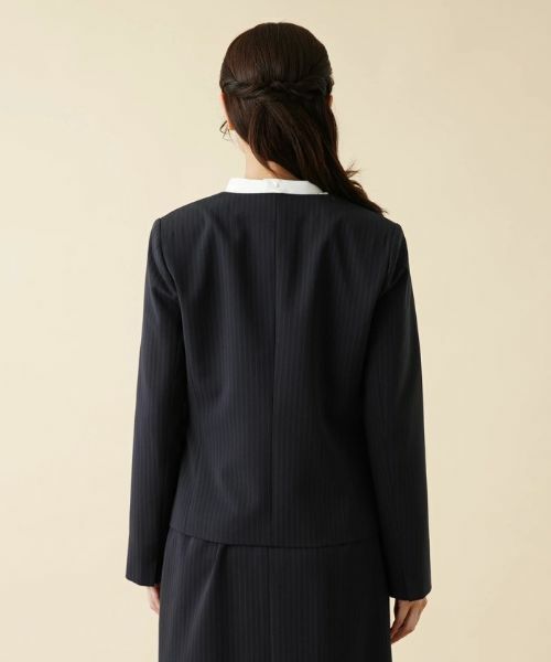 Leilian / レリアン テーラードジャケット | 【キャリアスタイル】ストライプノーカラージャケット | 詳細6