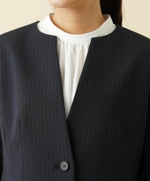 Leilian / レリアン テーラードジャケット | 【キャリアスタイル】ストライプノーカラージャケット | 詳細7