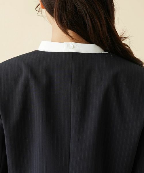 Leilian / レリアン テーラードジャケット | 【キャリアスタイル】ストライプノーカラージャケット | 詳細8