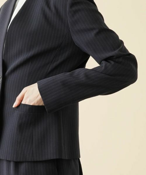 Leilian / レリアン テーラードジャケット | 【キャリアスタイル】ストライプノーカラージャケット | 詳細9
