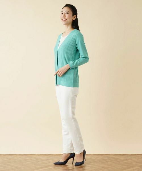 Leilian / レリアン カーディガン・ボレロ | 柄編みVネックカーディガン【ROCHAS Premiere】 | 詳細2