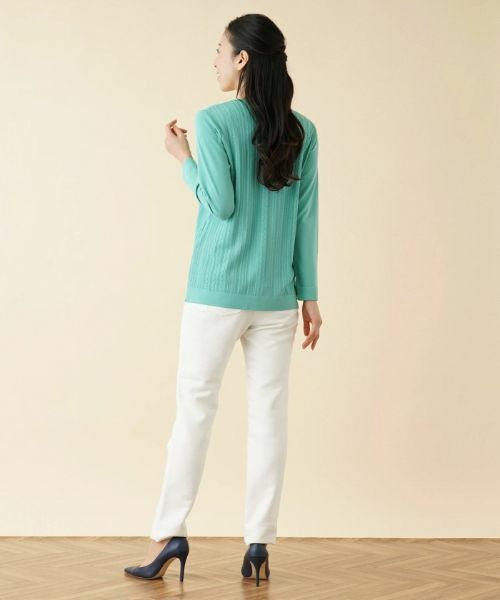 Leilian / レリアン カーディガン・ボレロ | 柄編みVネックカーディガン【ROCHAS Premiere】 | 詳細3