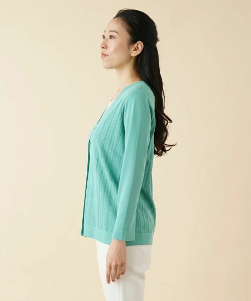 Leilian / レリアン カーディガン・ボレロ | 柄編みVネックカーディガン【ROCHAS Premiere】 | 詳細5