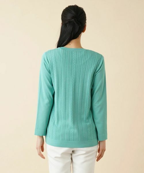 Leilian / レリアン カーディガン・ボレロ | 柄編みVネックカーディガン【ROCHAS Premiere】 | 詳細6