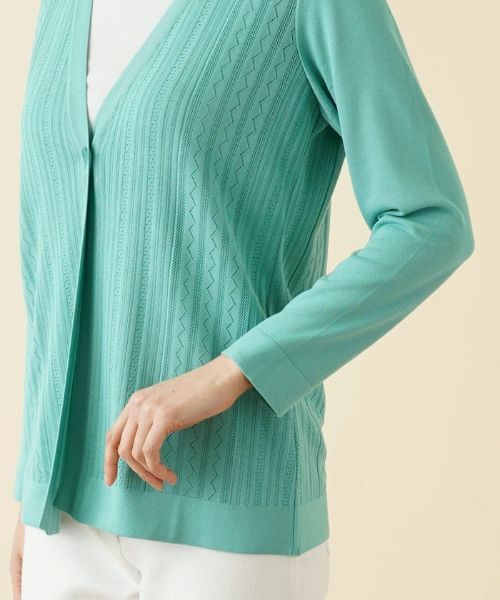 Leilian / レリアン カーディガン・ボレロ | 柄編みVネックカーディガン【ROCHAS Premiere】 | 詳細9