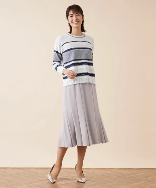 Leilian / レリアン ニット・セーター | 編地切替マルチボーダーニット | 詳細1