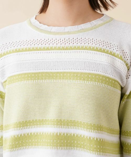 Leilian / レリアン ニット・セーター | 編地切替マルチボーダーニット | 詳細10