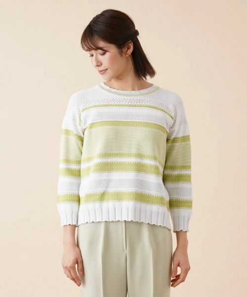 Leilian / レリアン ニット・セーター | 編地切替マルチボーダーニット | 詳細7