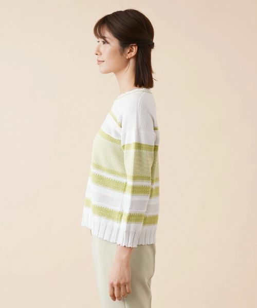 Leilian / レリアン ニット・セーター | 編地切替マルチボーダーニット | 詳細8