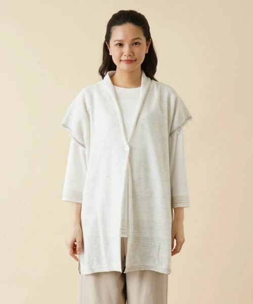 Leilian / レリアン テーラードジャケット | 異素材切替ロングベスト | 詳細4