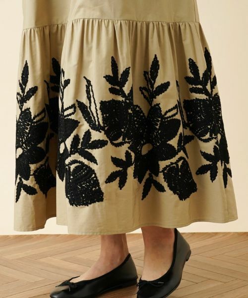 Leilian / レリアン ドレス | プリント切替キーネックワンピース | 詳細11