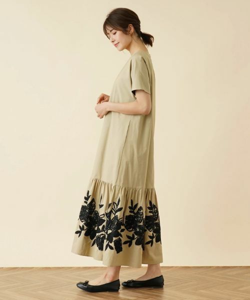 Leilian / レリアン ドレス | プリント切替キーネックワンピース | 詳細2