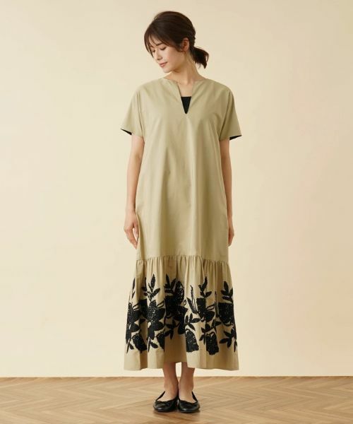 Leilian / レリアン ドレス | プリント切替キーネックワンピース | 詳細4