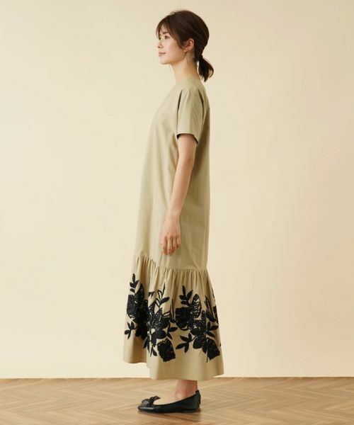 Leilian / レリアン ドレス | プリント切替キーネックワンピース | 詳細5