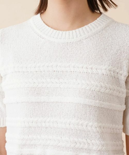 Leilian / レリアン ニット・セーター | ケーブルボーダークルーネックニット | 詳細10
