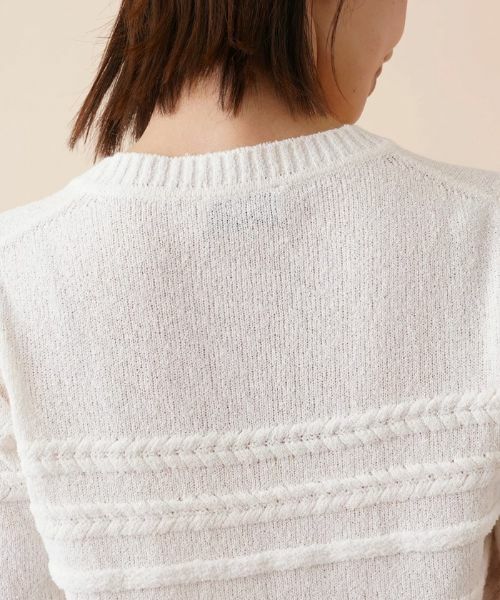 Leilian / レリアン ニット・セーター | ケーブルボーダークルーネックニット | 詳細11