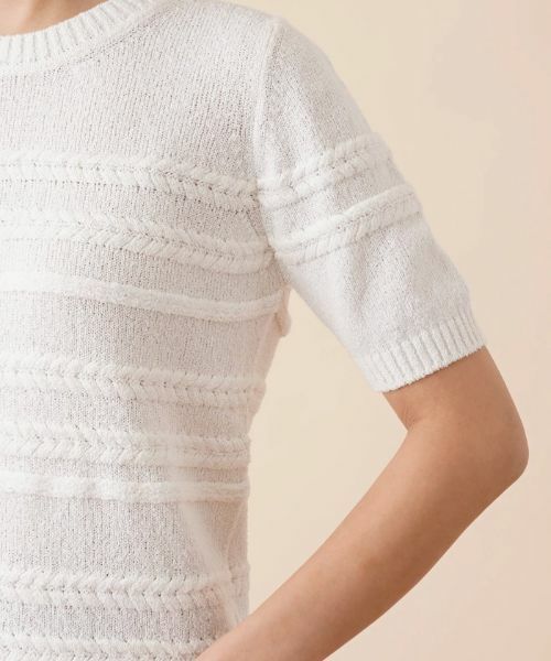 Leilian / レリアン ニット・セーター | ケーブルボーダークルーネックニット | 詳細12