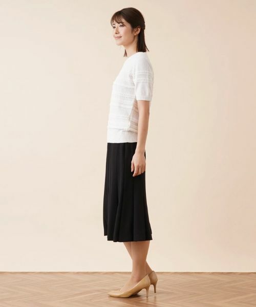 Leilian / レリアン ニット・セーター | ケーブルボーダークルーネックニット | 詳細5