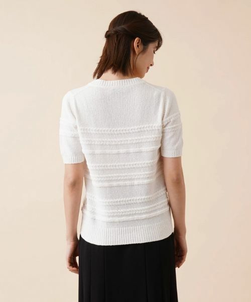 Leilian / レリアン ニット・セーター | ケーブルボーダークルーネックニット | 詳細9
