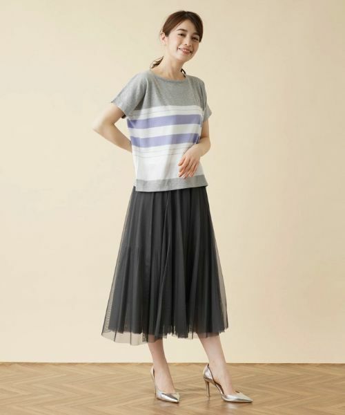 Leilian / レリアン ニット・セーター | ラメボーダー切替クルーネックニット【HAND】 | 詳細11