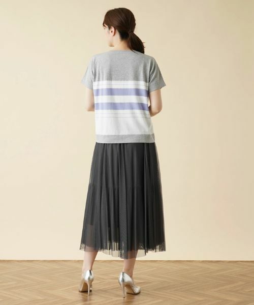 Leilian / レリアン ニット・セーター | ラメボーダー切替クルーネックニット【HAND】 | 詳細13