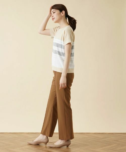 Leilian / レリアン ニット・セーター | ラメボーダー切替クルーネックニット【HAND】 | 詳細2