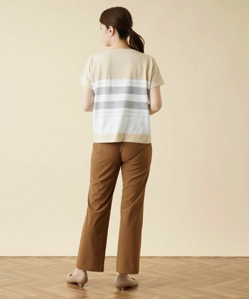 Leilian / レリアン ニット・セーター | ラメボーダー切替クルーネックニット【HAND】 | 詳細3