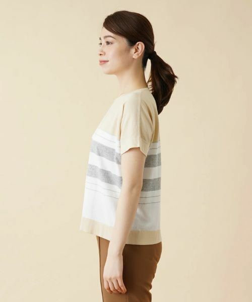 Leilian / レリアン ニット・セーター | ラメボーダー切替クルーネックニット【HAND】 | 詳細5