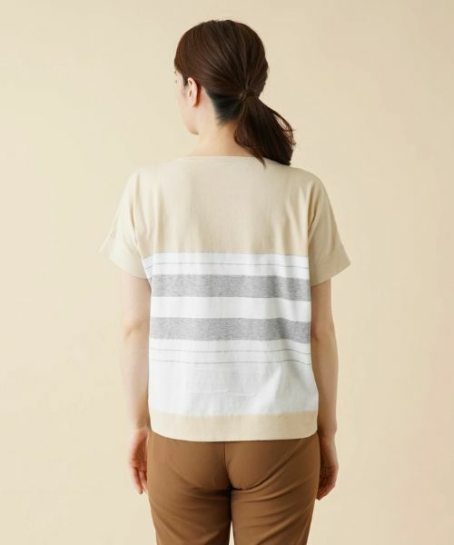 Leilian / レリアン ニット・セーター | ラメボーダー切替クルーネックニット【HAND】 | 詳細6