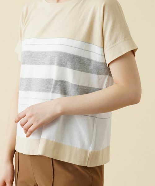 Leilian / レリアン ニット・セーター | ラメボーダー切替クルーネックニット【HAND】 | 詳細9