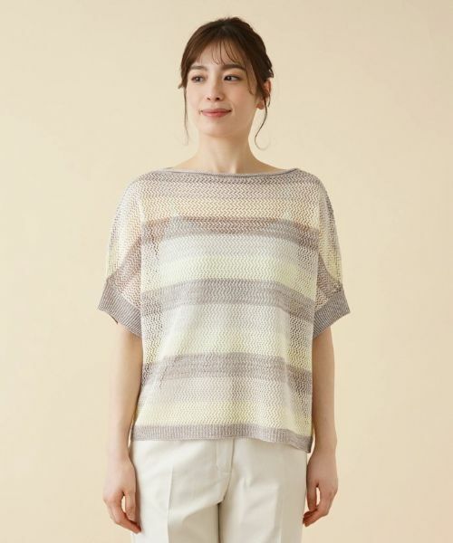 Leilian / レリアン ニット・セーター | ボーダードルマンメッシュニット【LE TRICOT PERUGIA】 | 詳細4