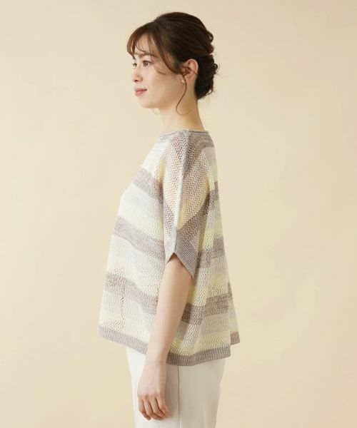 Leilian / レリアン ニット・セーター | ボーダードルマンメッシュニット【LE TRICOT PERUGIA】 | 詳細5