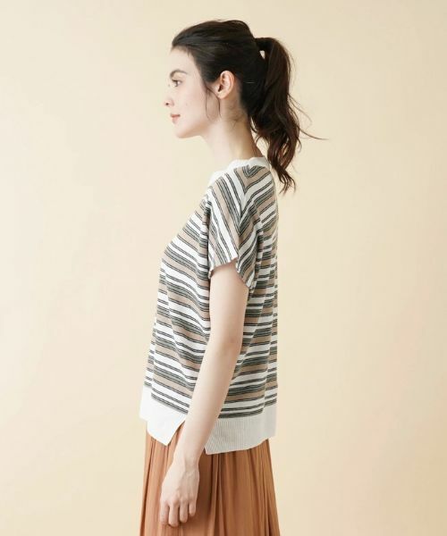 Leilian / レリアン ニット・セーター | マルチボーダーフレンチスリーブニット【LE TRICOT PERUGIA】 | 詳細5