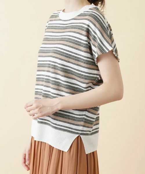 Leilian / レリアン ニット・セーター | マルチボーダーフレンチスリーブニット【LE TRICOT PERUGIA】 | 詳細9