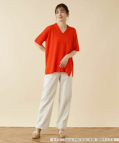 Leilian / レリアン ニット・セーター | Vネック半袖ニットプルオーバー【LE TRICOT PERUGIA】 | 詳細1