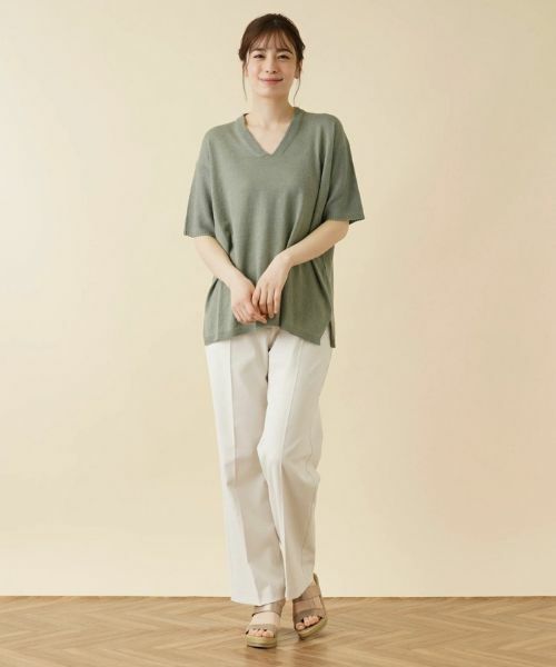 Leilian / レリアン ニット・セーター | Vネック半袖ニットプルオーバー【LE TRICOT PERUGIA】 | 詳細12