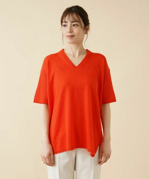 Leilian / レリアン ニット・セーター | Vネック半袖ニットプルオーバー【LE TRICOT PERUGIA】 | 詳細4