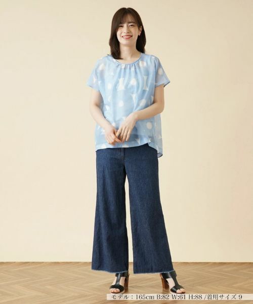 Leilian / レリアン シャツ・ブラウス | 幾何学柄フレンチスリーブブラウス | 詳細1