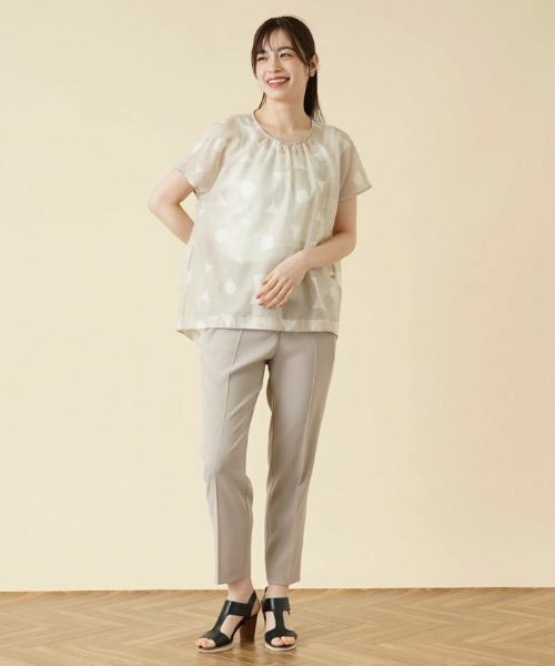 Leilian / レリアン シャツ・ブラウス | 幾何学柄フレンチスリーブブラウス | 詳細12