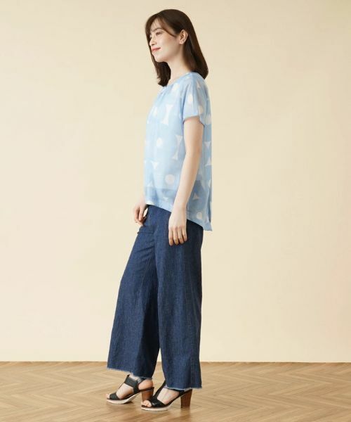 Leilian / レリアン シャツ・ブラウス | 幾何学柄フレンチスリーブブラウス | 詳細2