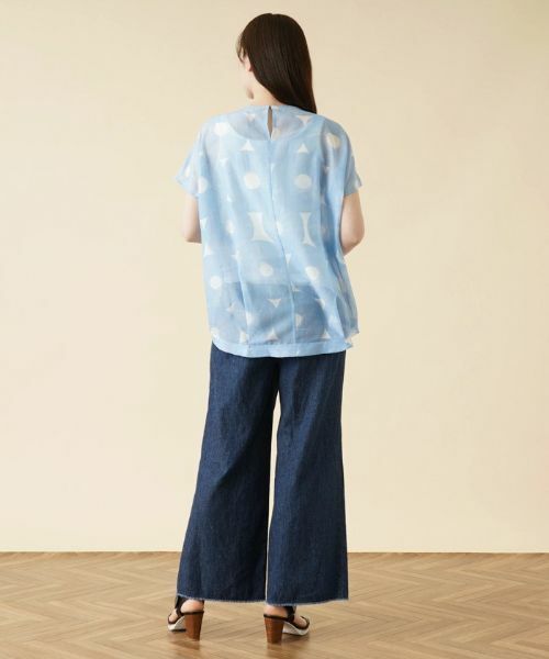 Leilian / レリアン シャツ・ブラウス | 幾何学柄フレンチスリーブブラウス | 詳細3