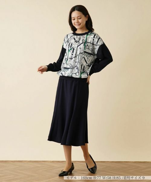 Leilian / レリアン ニット・セーター | ベルト柄異素材切替ニットプルオーバー | 詳細1