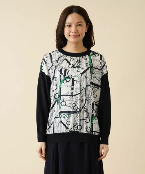 Leilian / レリアン ニット・セーター | ベルト柄異素材切替ニットプルオーバー | 詳細4