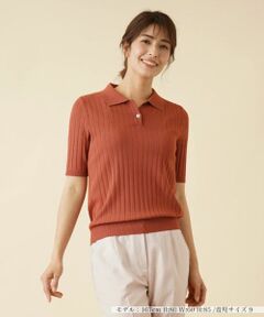 Leilian / レリアン ポロシャツ | ワイドリブニットポロシャツ
