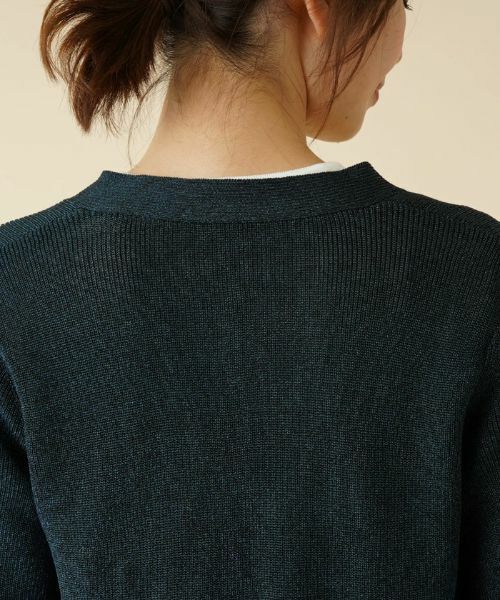 Leilian / レリアン カーディガン・ボレロ | ラメVネックカーディガン | 詳細8