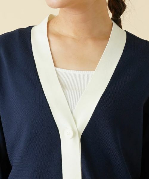 Leilian / レリアン カーディガン・ボレロ | 配色Vネックニットカーディガン【my perfect wardrobe】 | 詳細10
