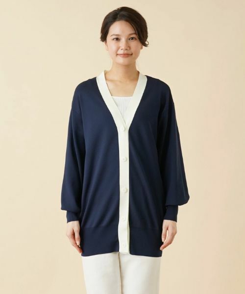 Leilian / レリアン カーディガン・ボレロ | 配色Vネックニットカーディガン【my perfect wardrobe】 | 詳細7
